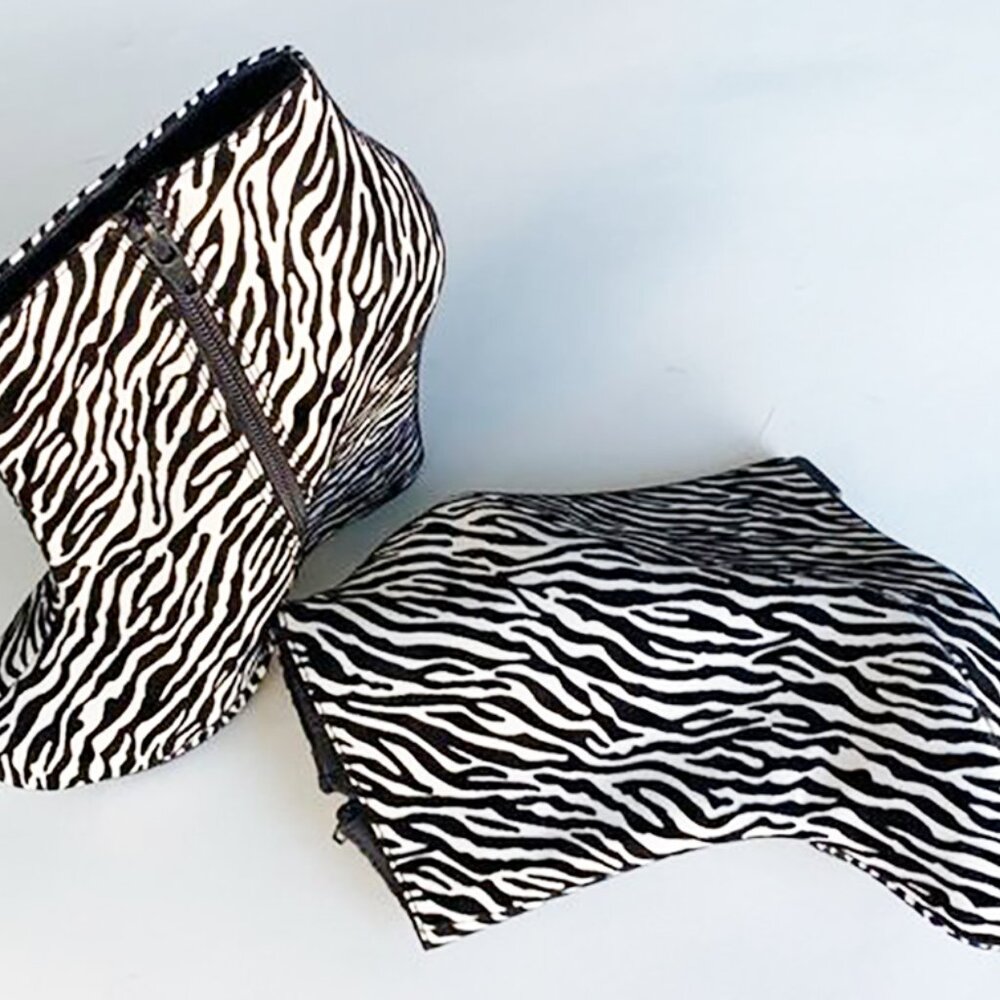 Mona Mia Women's 5.5 Zebra Platform Ankle Booties Clubwear Rave Cosplay New - Picture 4 of 5
